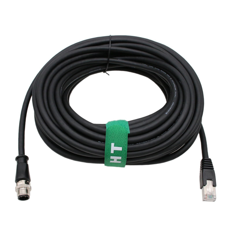 HangTon Ethernet Cable M12 D-Code 4 Pin to RJ45 Cat6 for Datalogic 210N Scanner Sick Sensor Camera Profinet EtherCAT Network Automation Black PVC 7m