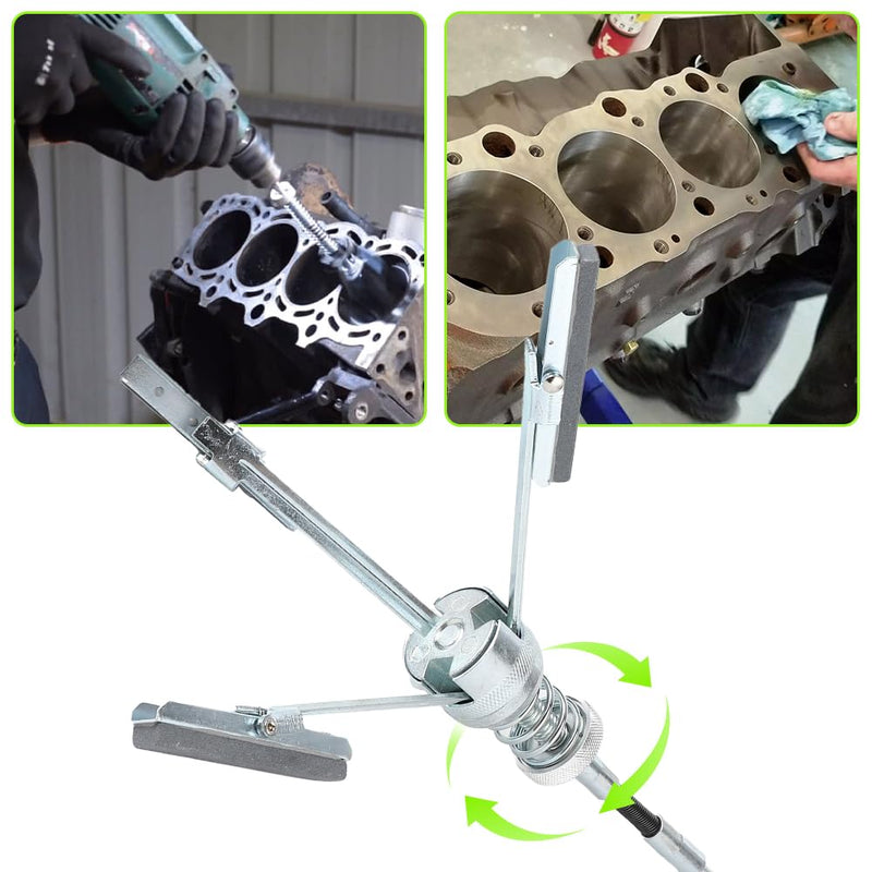Joyzan Engine Cylinder Hone, Honing Tool 3 Jaws Polishing Tool Cylinder Grinder Honing Device Engine Brake Cylinder Grinding Tool Set Cylinder Friction Device Adjustable Honing Brush