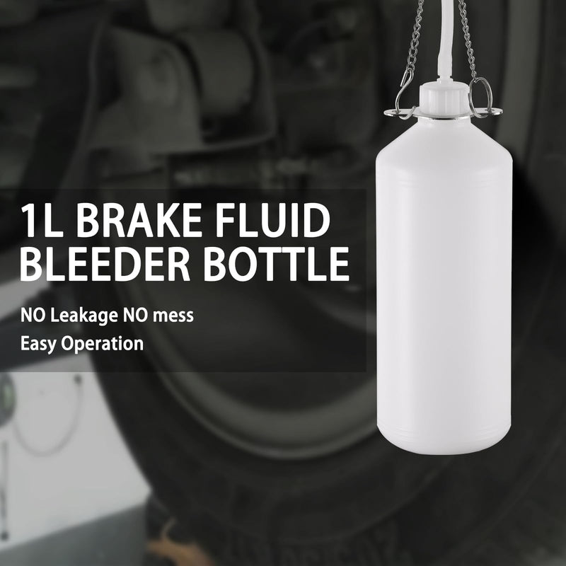 1L Brake Bleeder Bottle, Automotive Fluid Pressure Bleeder with Rubber Connector & 24in Tube, Perfect for Cars, Motorcycles, and ATVs, Works with All Brake Systems