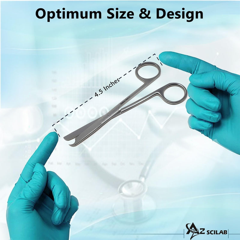 Premium Quality Suture Stitch Scissors with Crescent Delicate Hook- Perfect for Suture Removal, First Aid, EMS Training and More Premium Quality Instrument- Stainless Steel (4.5 Inch Straight) 4.5 Inch Straight