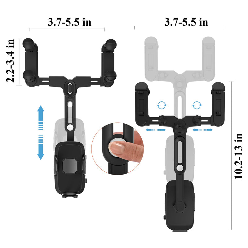 Phone Mount for Car, Rear View Mirror Phone Holder, Rotatable and Retractable Phone Holder for Car Compatible with iPhone Samsung All 4-7 Inch Cell Phones