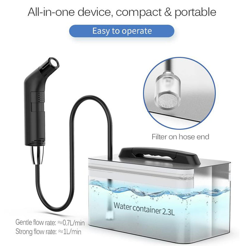 Portable Bidet for Travel with Soft and Strong Water Pressure Modes, USB-C Rechargeable Travel Bidet, Large 2.3L Water Tank for Home and Camping Use (Black) Black