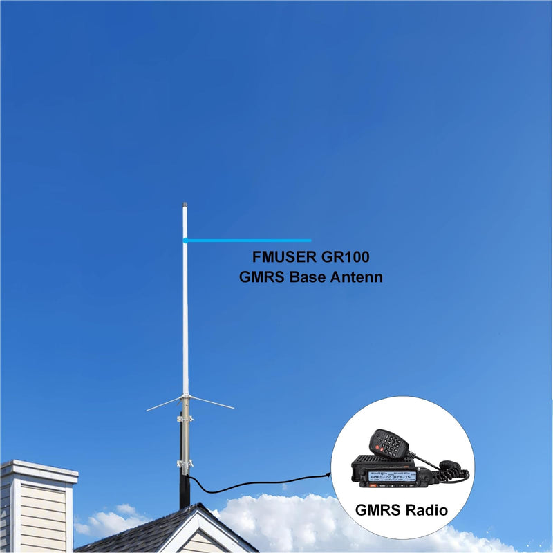 GR100 GMRS Base Antenna, 462-467MHz, High Gain 7.5 dBi Fiberglass GMRS Base Station Antenna for GMRS Repeater, GMRS Mobile Radio Antenna with PL259 Connector