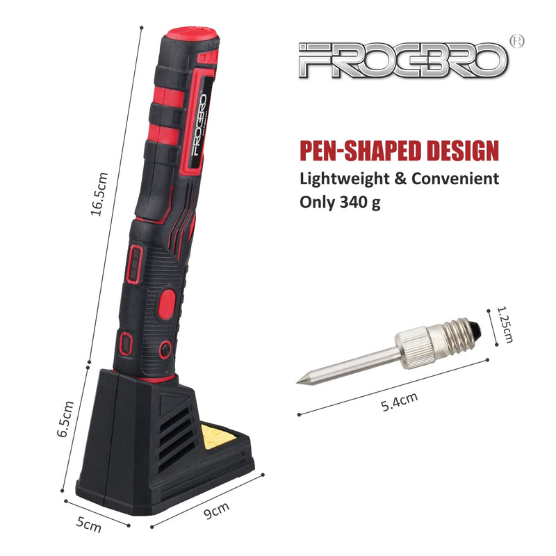 FrogBro Portable Battery Soldering Iron Improved 11Watt LD006A-Pro 2500mAh Max 520°C, High Capacity and Fast Heating, Professional Safe Wireless Soldering Kit, Suitable for Beginners and Professionals Improved Ld006a-pro