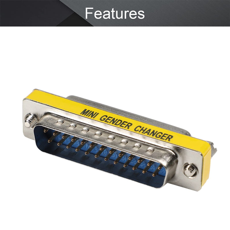 Fielect DB25 VGA Gender Changer 25 Pin Female to Male 2-Row Mini Gender Changer Coupler Adapter Connector for Serial Applications Blue Pack of 5 25pin DB25 Male to Female Blue 5Pcs