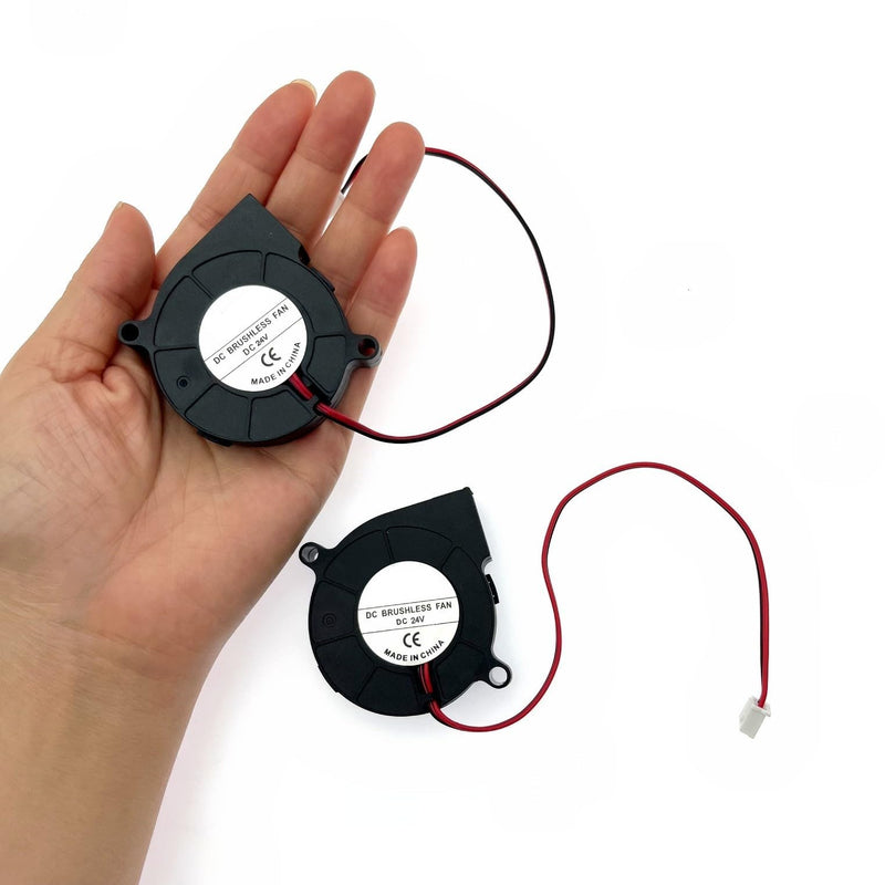 JZK 2PCS Small Blower 24V 5015 Fan, Speed: 6500rpm/min, 50x50x15mm, 3D Printer Blower Fan 24V 5cm, Brushless DC Fan 50mm