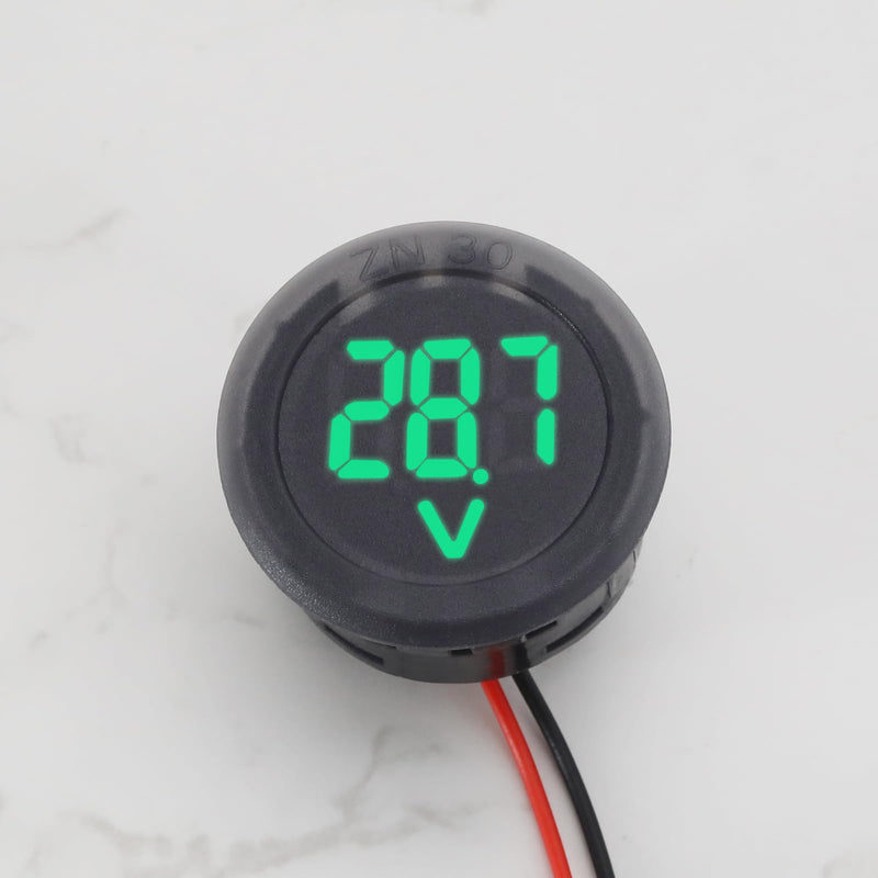 The Lord of the Tools 3Pcs Digital Voltmeter DC 4V-100V Car LED Digital Voltmeter Round Auto Ammeter Accessories for Cars Vehicles Motorcycles Boats Green Blue