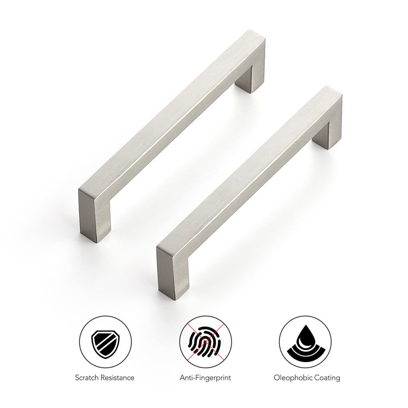 Ravinte 10 Pack Cabinet Handles Square Cabinets Cupboard Handles Brushed Nickel Drawer Pulls Stainless Steel Kitchen Cabinet Pulls Cabinet Hardware Drawer Handles 5 inch Hole Center