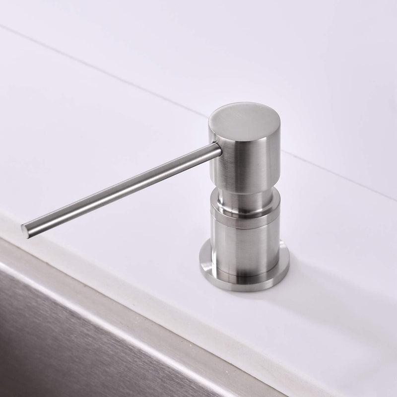 Sink Soap Dispensers,Brass Commercial Kitchen Soap Dispenser Liquid Lotion Dish Dispenser Built in Soap Dispenser Brushed Nickel Bathroom Soap Dispensers Pump, Refill from The Top 17oz(500ML) PET Bottle
