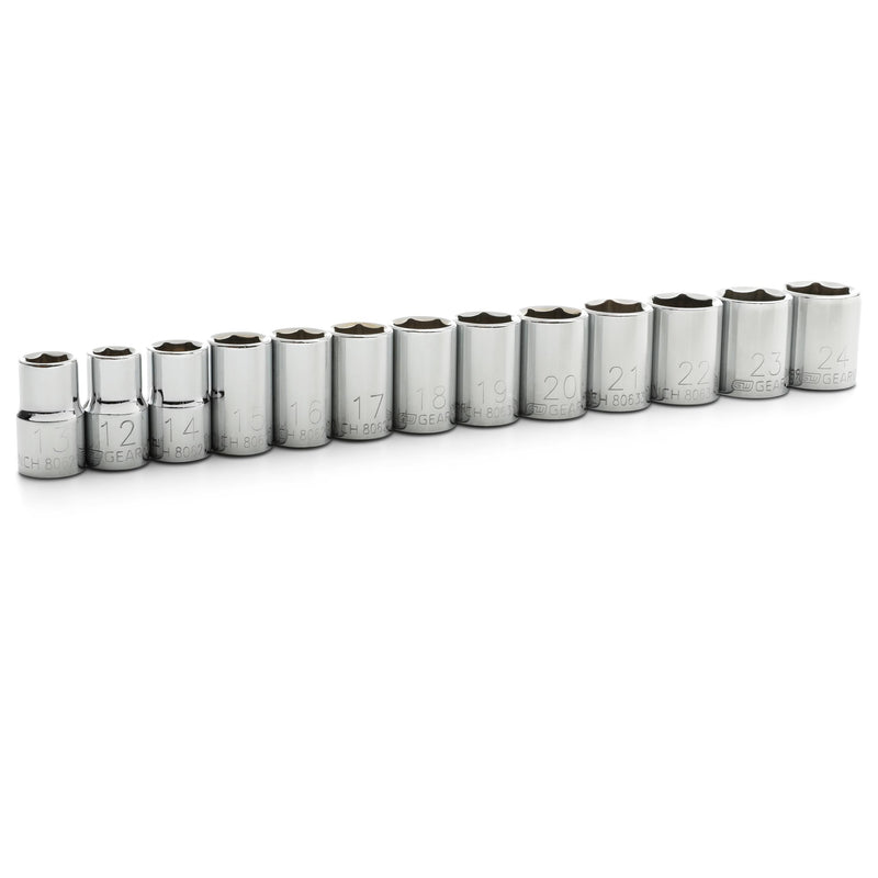 GEARWRENCH 13 Pc. 1/2" Drive 6 Pt. Standard Socket Set, Metric - 80702