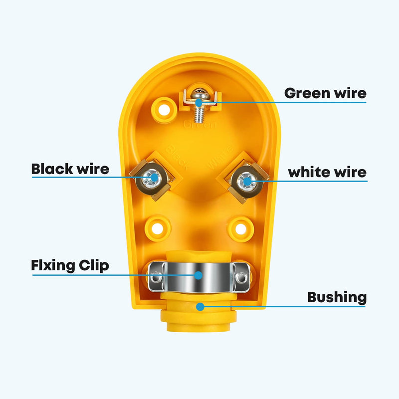 Kohree RV Replacement Plug 30 Amp Male, 125V RV Receptacle Plug, Heavy Duty RV Electrical Camper Plug Adapter with Ergonomic Grip Handle, Yellow 30A RV Male Plug