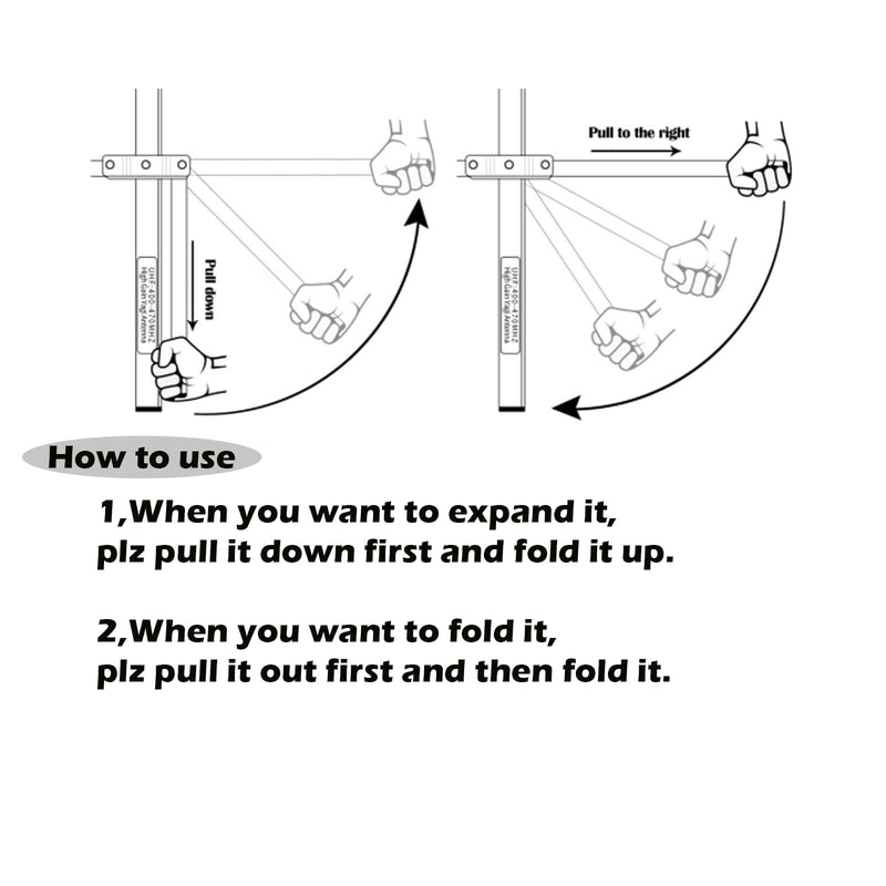 HYS Foldable UHF Yagi Antenna, 70CM 400-470Mhz Aluminium Alloy Outdoor Antenna, Aluminium Alloy GMRS Base Antenna for Yaesu Motorola Icom Kenwood Radio Transceiver HT Repeater