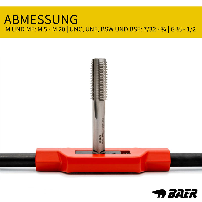 BAER Adjustable Pro Tap Wrench Size 3 | M 5-20 | 7/32-3/4 | G 1/8-1/2 Made of Premium Die-Cast - Holder for Taps - Thread Cutting - Thread Tool GR. 3 | M 5-20 | 7/32-3/4 | G 1/8-1/2