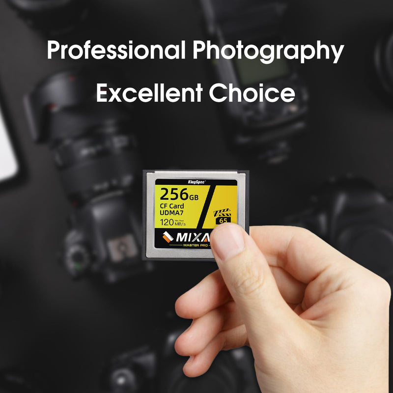 MIXAGE 256GB CompactFlash Card UDMA7, 120MB/s Read 65MB/s Write, 340TB TBW, for Canon Nikon Hasselblad DSLR Cameras