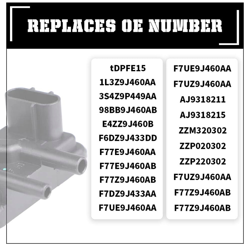 EGR Valve Pressure Feedback Sensor Replacement for F0rd F-150 F-250 F-350 Ranger,Mercury Sable,Mazda B3000 B2500,Linc0ln Navigator Town Car，DPFE15, F77Z9J460AB, F77Z9J460AB