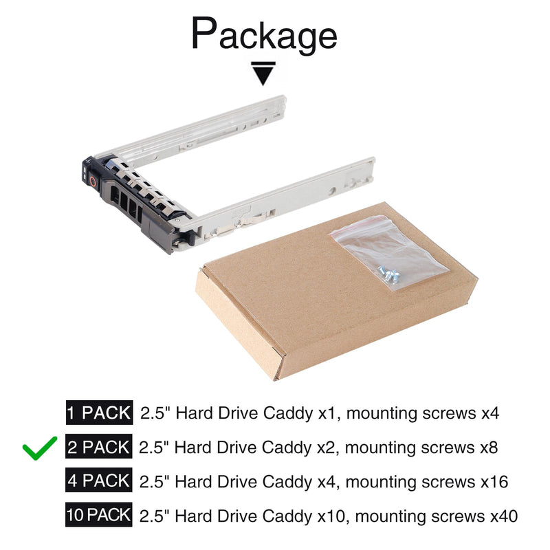 2 Pack Hard Drive Caddy 8FKXC 08FKXC SSD Mount 2.5" HDD Holder with Mounting Screws Hard Drive Bracket Compatible for Dell PowerEdge R610 R620 R710 T710 R720 R815 R820 R630 T630 R730 2 Pack