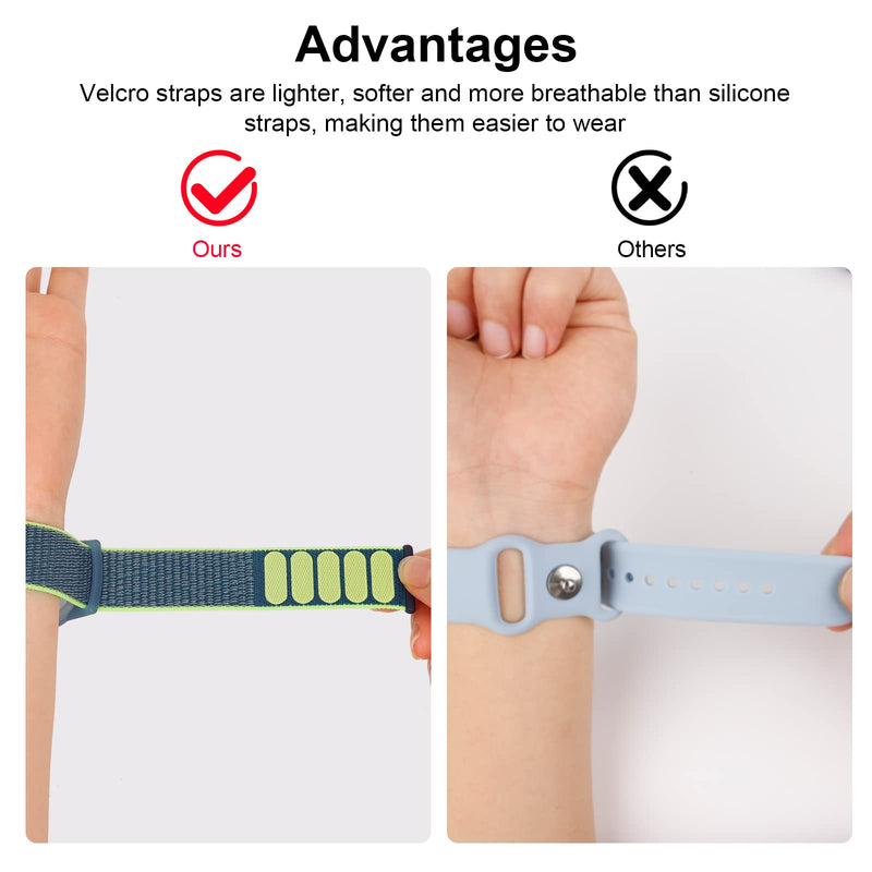 Kids Wristband Compatible with Apple AirTag, Protective Case for Air Tag GPS Tracker Holder with Nylon Bracelet, Adjustable Anti Lost Watch Band for Toddler Child Elder (Dark Blue) Dark Blue
