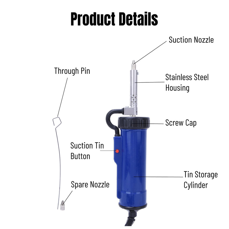 Solder sucker ADT-3 30W fully automatic electric desoldering pump vacuum desoldering tool with strong suction removal tool for integrated thick film circuit, EU plug 250V