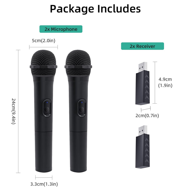 Mcbazel 2 Pack Wireless USB Gaming Microphone Compatible with Xbox Series X/S, PS5, Switch OLED, NS Switch/Switch2, PC, PS4, PS3, PS2, Xbox One X/S, Xbox One, Xbox 360, Wii
