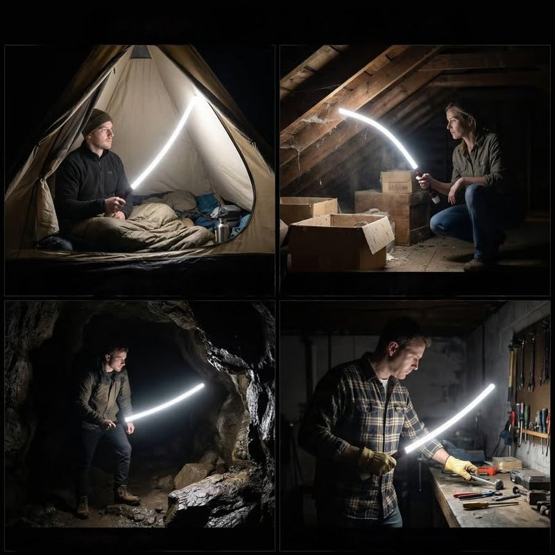 Bendable Led Light with High Lumen & 3 Brightness Modes，30" Portable Rechargeable Flexible Led Work Light for Car Repairs
