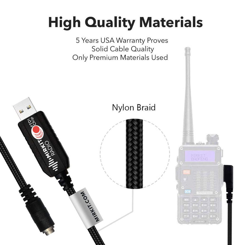 MIRKIT FTDI USB Programming Cable 6 in 1 Model 5 (59 inches Extended Length) for Flashing Ham Radios Compatible with Baofeng Radio, Motorola, Kenwood, HYT, ICOM, Yaesu, Vertex