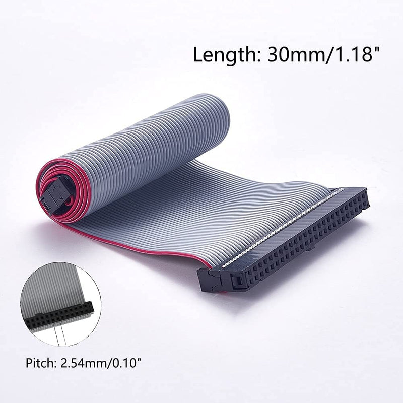 Heyiarbeit 3pcs IDC 30 Pin Connector Gray Wire Flat Ribbon Cable Connector Length 30cm 2.54mm Pitch 30p