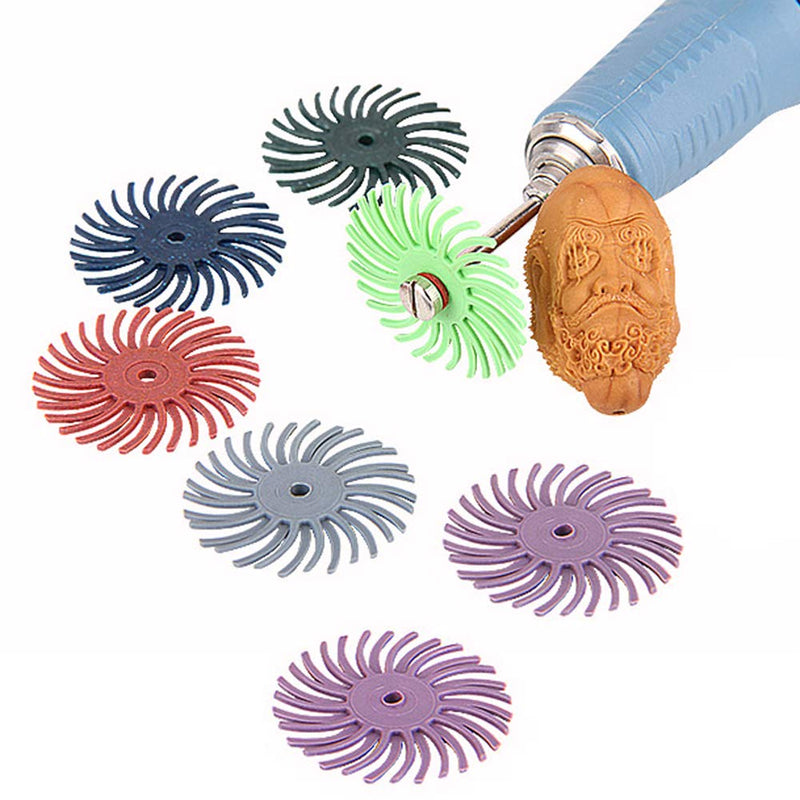 Mesee 18 pieces 25 mm mixed grit detail sanding brush set, sanding brush gap polishing disc assortment kit, radial bristle disc set for rotating tools, deburring polishing, 80/120/220/400/600/1000