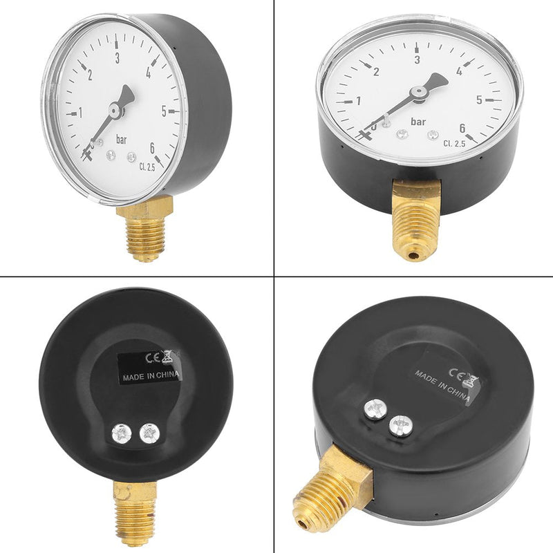Vacuum Pressure Gauge, 1/4 Inch NPT Pneumatic Hydraulic Pressure Gauge Meter, High Precision Mini Pressure Gauge for Air Compressor Water Oil Gas