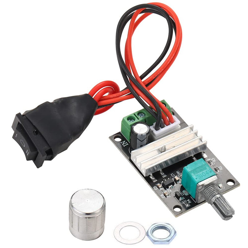 Greluma 1 Piece 6V 12V 24V 3A 80W DC Motor Speed Controller (PWM) Adjustable Reversible Motor Driver Switch DC Motor Speed Controller 1-1
