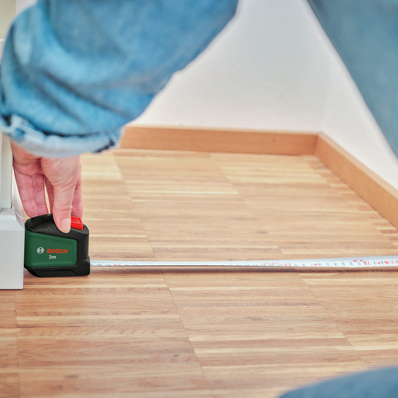 Bosch Home and Garden Bosch Tape Measure 3m (Autolock; 19mm wide tape, nylon coated, accurate 3 meter tape measure with bi-directional hook and metal belt clip)