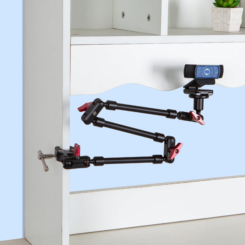 Adjustable Articulating Magic Arm with Clamp and Phone Holder Clip for Desk Mount, Desk Stand, Cell Phone Tripod 32in arm+clamp+Clip