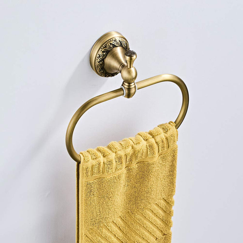Aothpher Brass Towel Ring Oval Contemporary Bathroom Hand Towel Holder Wall Mounted,Antique Brass Finish | Antique Brushed Brass Finish,Screw-mounted,For Bathroom or Kitchen Antique Brass