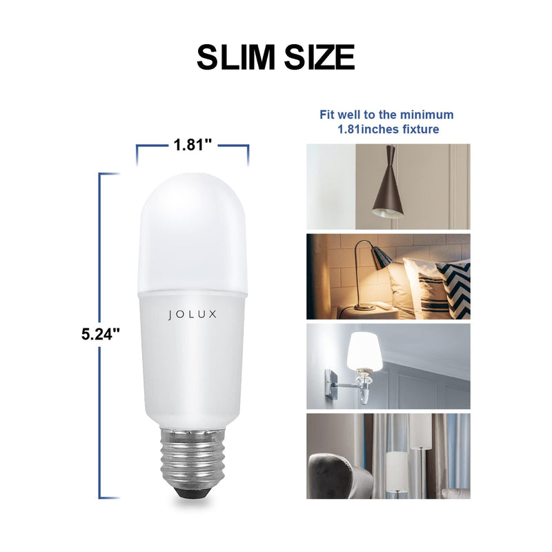 Jolux led Stick Lights for Enclosed Fixture,Led bulbs100 Watt Equivalent,2700K Soft White,1500 LM,E26 Medium Screw Base,High Lumen Light Bulb,Non-Dimmable, 6 Count (Pack of 1)……… Soft White(2700k)