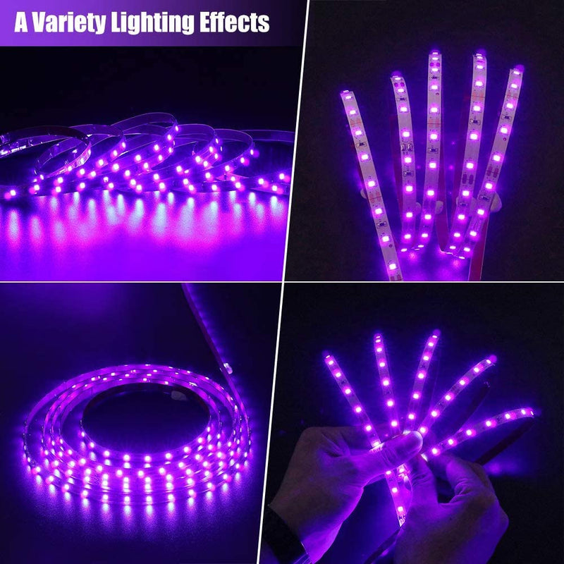 12V 16.4FT Marine Boat Ultra Violet UV Black Light LED Lights Strip, Night Fishing Lights, 5050 LED Waterproof UV Led Strip with Extension Cable for Fishing Boat Pontoon Yacht