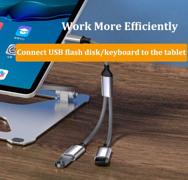 USB Splitter, USB 2.0 Male to Dual Female Cable Splitter, Multiple Hub, Data & Charger Power, with USB C Adapter, Compatible with iPhone 16/15, iPad, MacBook Pro/Air, Samsung Galaxy