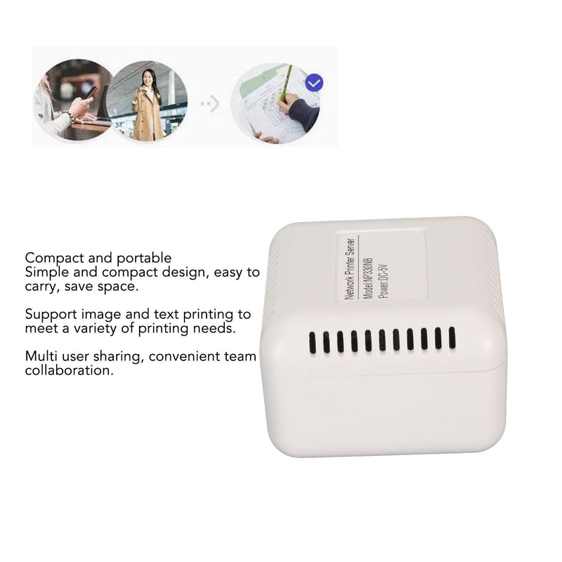 Network USB 2.0 Printer Server, LAN USB Print Server Adapter, Print Server Support BT Connection for for 7, for 8, for 10 (US Plug) US Plug