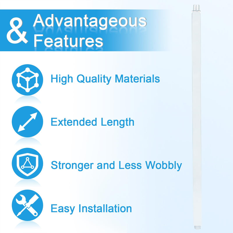 Ceiling Mount Shower Arm with Flange 20 Inches Square Straight Extender Extension Pipe Replacement, Long Shower Arm For Fixed Rain Shower Head or High Ceiling, Chrome 20inch