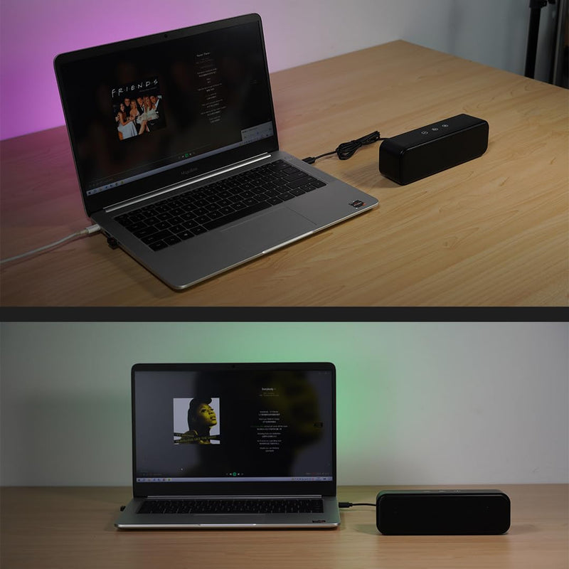 [Upgraded] USB Computer Speakers for Desktop PC, Laptop | Plug-N-Play | Small Soundbar with Crystal-Clear Sound, Loud Volume, Deep Bass, Touch Control, Compatible with Windows, macOS, ChromeOS, Linux 8Watt