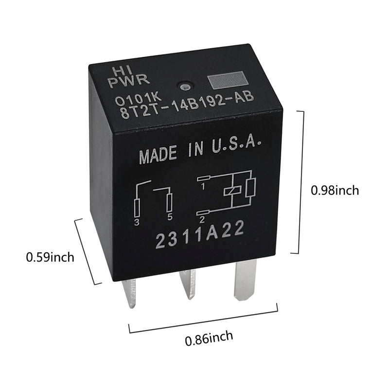 Relay 8T2T-14B192-AB (Set of 2), 12VDC 4 Pins Plug-in Automotive Relay - Reliable OEM Replacement, Compatible for Select Ford Vehicles