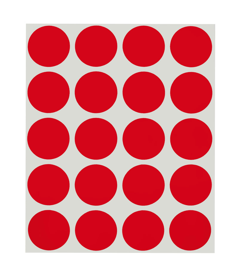ChromaLabel 1 Inch Round Label Removable Color Code Dot Stickers, 1000 Pack, 20 Labels per Sheet, Red