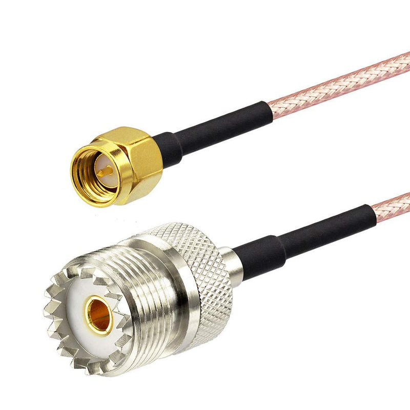 DHT Electronics Handheld Antenna Cable SMA male to UHF SO-239 Female Connectors 6'' Pack of 2