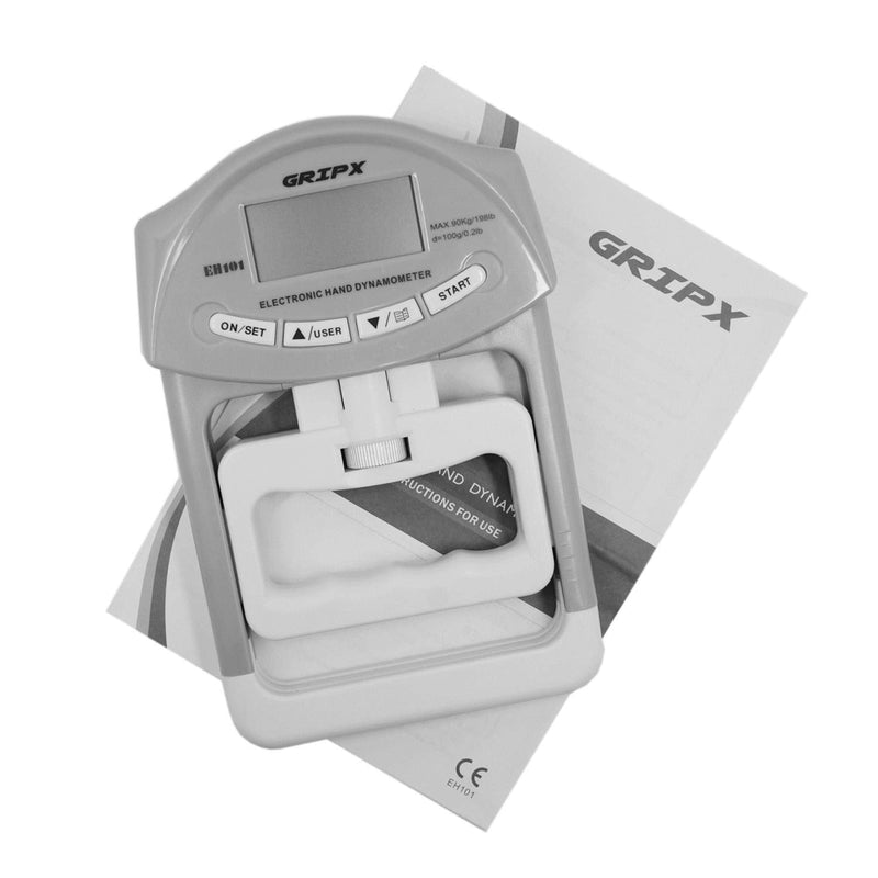 Digital Hand Dynamometer Grip Strength Measurement Meter Auto Capturing Electronic Hand Grip Power 198Lbs / 90Kgs Grey