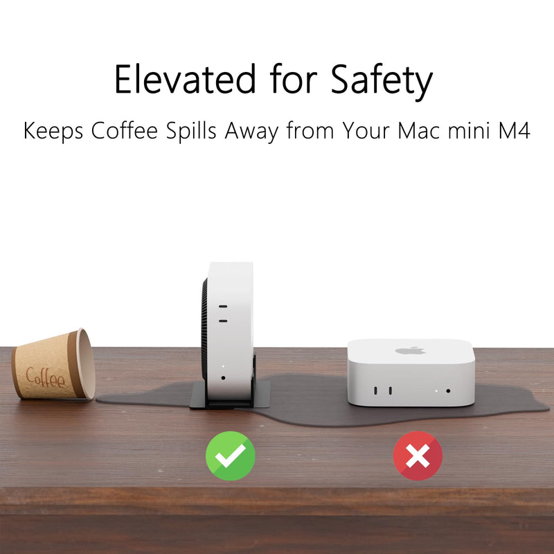 Mac mini M4 Stand,Accessories for Mac Mni M4 Pro 2024, Desktop Vertical Mount, with Soft Padding, Improved Heat Dissipation, Easy Port Access,Spacen Saving Minimalist Design,Black