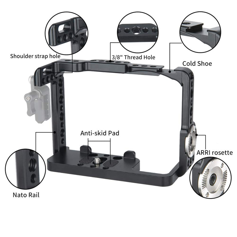 NICEYRIG Camera Cage Kit for Sony A7RIII/ A7RIV/ A7III/ A7SIII/ A7RII/ A7SII/ A7II/ A9, with Cheese Top Handle and Cable Lock Clamp - 190