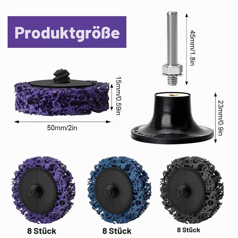 CSD Disc, Grinding Disc, Coarse Cleaning Disc Set | Nylon fabric disc paint removal rust polishing for angle grinders (24, black, blue and purple, 50 mm) 50mm 24