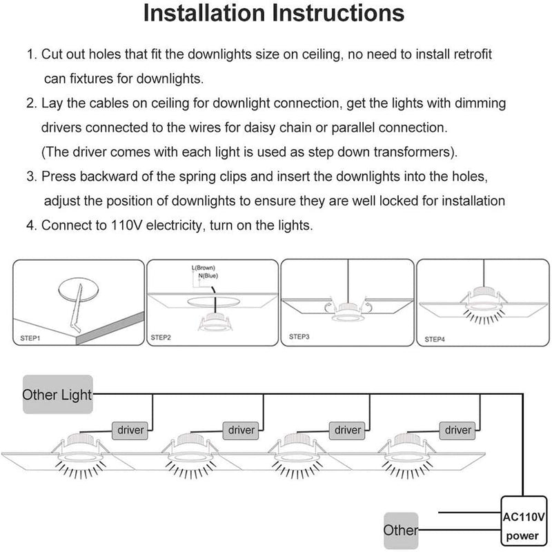 inShareplus 2 Inch LED Downlight, 3W Recessed Lighting COB Dimmable, 5000K Daylight White, CRI80, Ceiling Lights with LED Driver, 6 Pack 5000k(Daylighting White) White/6Pack