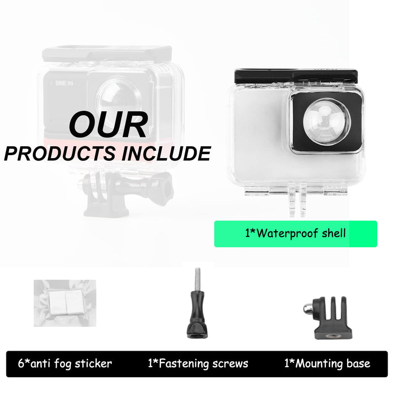 Dual Lens Panoramic Waterproof Shell for Insta360 ONE RS 360° Lens Edition, Underwater Diving Protective Housing 30M/98FT with Mounting Bracket Accessories