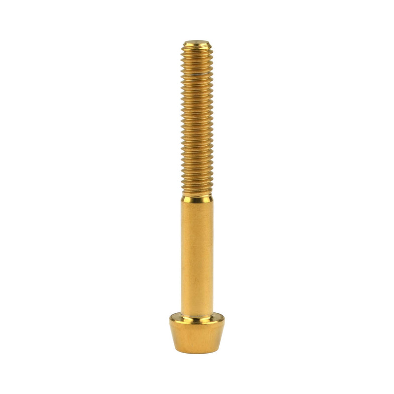 Titanium Ti M6 x 10 16 18 20 25 30 35 40 45 50 55 60 65mm Allen Hex Screw Socket Cap Tapered Bolt Pack of 4 (M6X50mm, Gold) M6X50mm