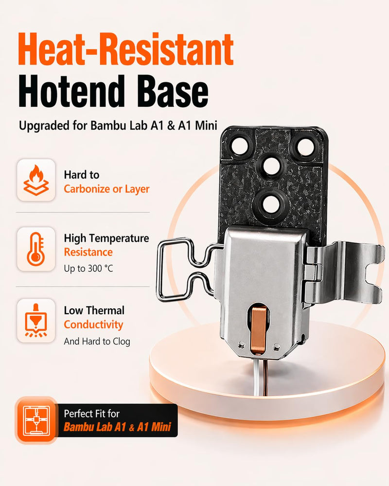 Genuine Bamboo lab Upgraded Hotend Heating Assembly for Bambu Lab A1 & A1 Mini,2 Pack Replacement Hot End Kit with Heating Block for 3D Printer 2-Pack Hotend Assembly