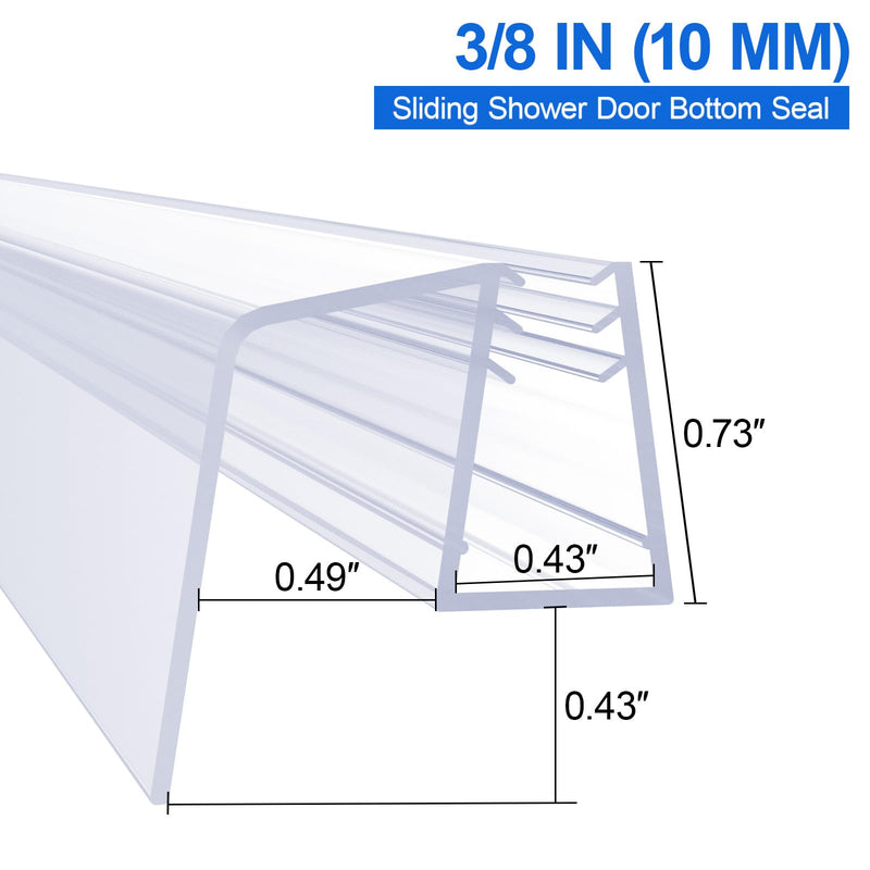Yecaye 3 Pack Sliding Shower Door Bottom Seal, 3/8" x 39" Sliding Frameless Glass Shower Door Seal Strip, Block Leaks and Create a Water Barrier SlidingDoor Bottom-3/8"x39"